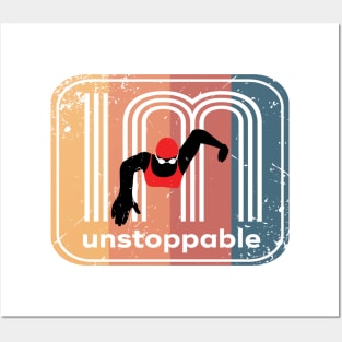 Retro IM unstoppable womens swimming 1 Posters and Art